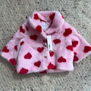 NWT Janie and Jack Heart Faux Fur Jacket; 12-18 months